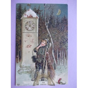 Chimney Sweep, New Year's Day, embossed, 1907