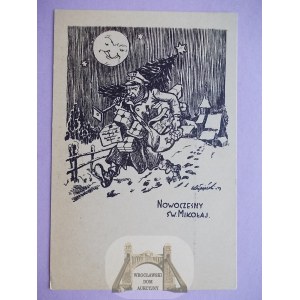 Poľská pošta - humor, grafika, Santa Claus, okolo roku 1935