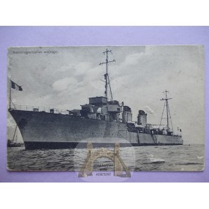 Polish Warship, destroyer, circa 1930.