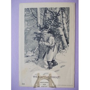 Merry Christmas, mikołaj, published by Niemojowski, Lviv, ca. 1906