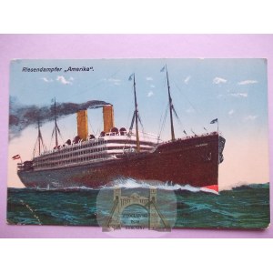 Statek pasażerski,Transatlantyk, Amerika, ok. 1910