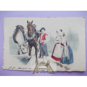 Koń, konie, graficzna, ok. 1902