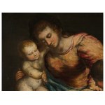 Upper Italian master, Madonna and angel offering flowers