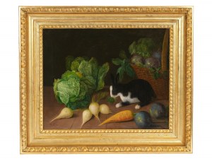 Georg Seitz, Nuremberg 1810 - 1870 Vienna, Vegetable Still Life with a Rabbit