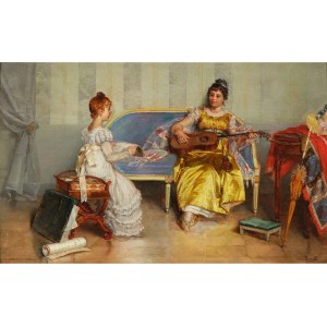 Antonio Pascutti, Italy, 1832 - 1892, Music lesson