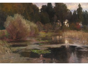 Hugo Darnaut, Dessau 1851 - 1937 Vienna, Evening mood at the water lily pond