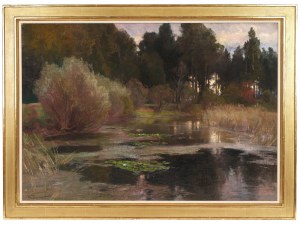 Hugo Darnaut, Dessau 1851 - 1937 Vienna, Evening mood at the water lily pond