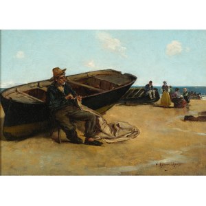 Juan Tomás Martínez Abades, Gijón 1862 - 1920 Madrid, On the beach