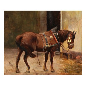 Julius von Blaas, Albano Laziale 1845 - 1922 Bad Hall, Horse in stable