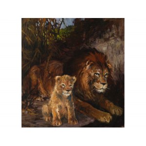 Franz Roubal, Wien 1889 - 1967 Irdning, Löwe mit Löwenjunges