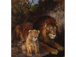 Franz Roubal, Vienna 1889 - 1967 Irdning, Lion with lion cub
