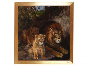Franz Roubal, Vienna 1889 - 1967 Irdning, Lion with lion cub