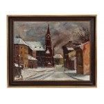 F. Schlosser, Village with church in winter, Austria