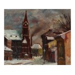 F. Schlosser, Village with church in winter, Austria
