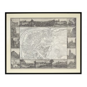 Map of Prague, Lithography, Printed by Ludwig Förster in Vienna