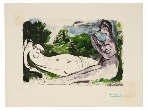 Pablo Picasso, Málaga 1881 - 1973 Mougins, Femme nue et joueuse de flûte