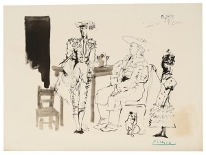 Pablo Picasso, Málaga 1881 - 1973 Mougins, Deux Picadors et Femme