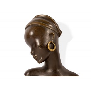 Relief bust of an African woman, Vienna ca. 1950, Bronze