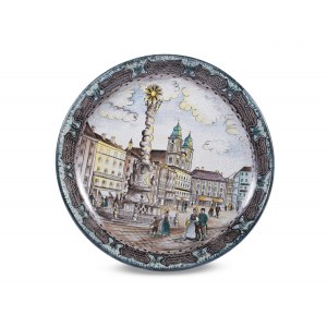 Plate with Main Square of Linz, Schleiß Gmunden, 1920s/30s
