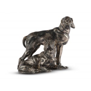 Coppia di cani da caccia, 1900 circa