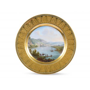 Plate with veduta of the city of Linz, Sèvres porcelain, 1811