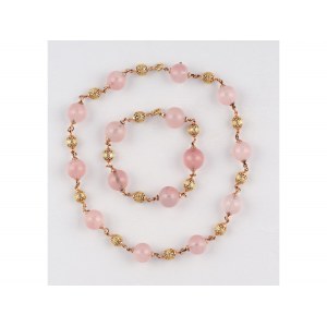 Gemischtes Lot: Halskette &amp; Armband, 14 kt Roségold &amp; Gelbgold