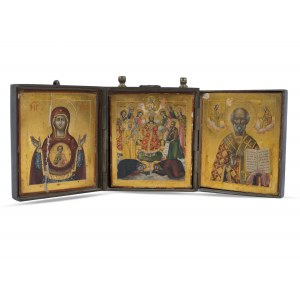 Orthodox travel triptych, Three icons, Around 1900