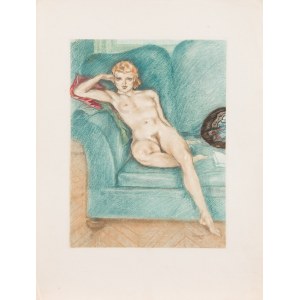 Edouard CHIMOT (1880 - 1959), Auf der blauen Couch