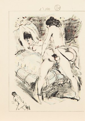 Louis BERTHOMME-SAINT-ANDRÉ (1905 - 1977), Scena erotyczna z dwiema kobietami, ca. 1940