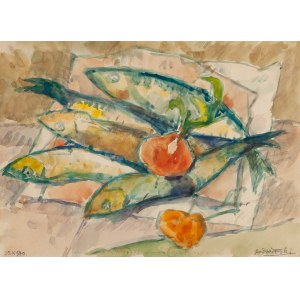 Kazimierz Podsadecki (1904 Zabierzów - 1970 Krakow), Still life with fish, 1970