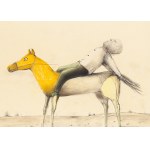 Stasys Eidrigevicius (geb. 1949, Medinskaiai, Litauen), Figur auf einem Pferd
