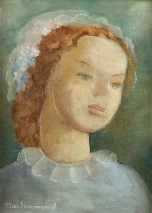 Alicja Hohermann (1902 Warszawa - 1943 Treblinka), Portret dziewczynki o zielonych oczach , 1938