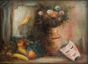 Marc Sterling (1898 Rosja - 1976 Paryż), Martwa natura z owocami i maską, lata 30. XX w.