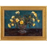 Włodzimierz Terlikowski (1873 Poraj near Łódź - 1951 Paris), Yellow roses on a blue background, 1924