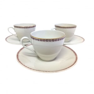 Set of porcelain cups with saucers by Bavaria Edelporzellan, Bavaria, Germany, (3 pieces).
