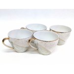 Set of decorative porcelain cups with saucer for espresso (4 pcs).