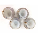 Set of decorative porcelain cups with saucer for espresso (4 pcs).
