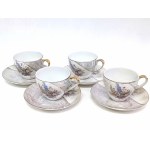 Set of decorative porcelain cups with saucer for espresso (4 pcs).