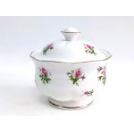 Decorative set of creamer, sugar bowl, tray by Royal Canterbury, model Spring Flower (Pink).