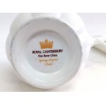 Decorative set of creamer, sugar bowl, tray by Royal Canterbury, model Spring Flower (Pink).
