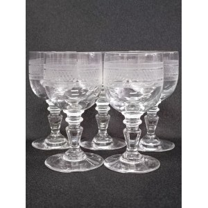 Set aus fünf dekorativen Sherry-/Portweingläsern