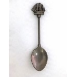 Set of collectible spoons in a wooden display case