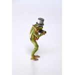 Karl Kouba, Frog in cylinder and with binoculars (Viennese bronze), late 19th century-early 20th century.
