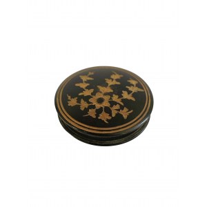 Round wooden box, hand carved