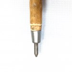 Wooden walking stick with a St. Bernard head