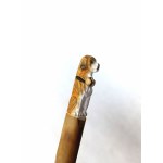 Wooden walking stick with a St. Bernard head