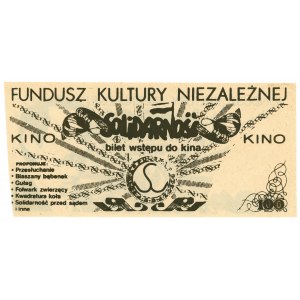 SOLIDARNOŚĆ - 100 zł. bilet wstępu do kina - Fundusz Kultury Niezależnej - krzywo przycięty - Kukla 124 typ 61