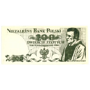 SOLIDARITÄT - 200 Zloty 1984 - Pfarrer Jerzy Popieluszko - Kukla 107 Typ 51