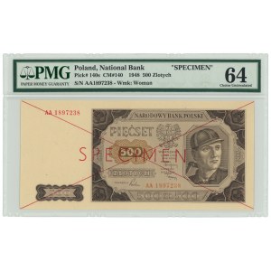500 Zloty 1948 - SPECIMEN - Serie AA - PMG 64