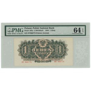 1 złoty 1944 - obowiązkowym - seria XT - PMG 64 EPQ